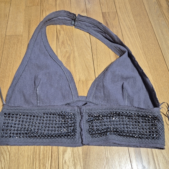 ZARA Studded Chain mail Cropped Halter Top Grey/Gunmetal Size Large - New - Picture 8 of 11